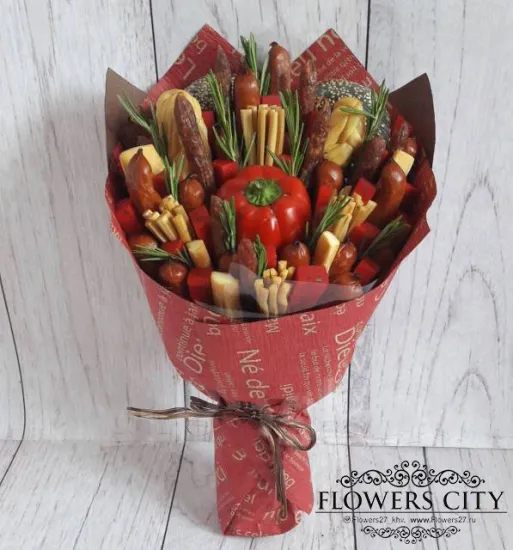 Мужской букет из колбасы и сыра от интернет-магазина цветов в 