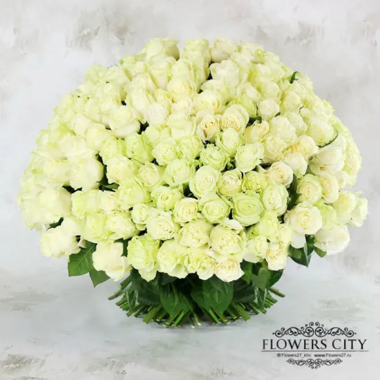 Охапка белых роз от интернет-магазина цветов в 
