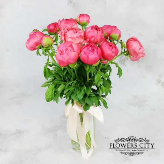 15 розовых пионов от интернет-магазина цветов в 
