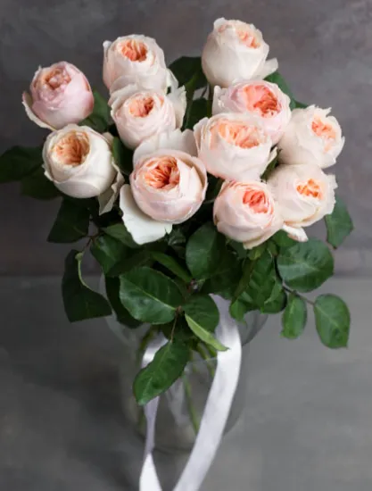 Монобукет из 11 роз David Austin Juliet от интернет-магазина цветов в 